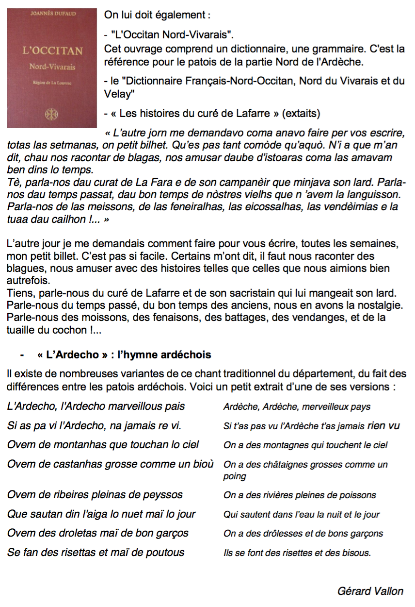 Le Patois Ardechois Le Patois Ardechois